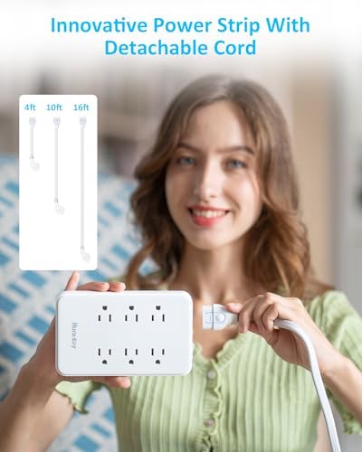 Maximize Your Charging Efficiency with Huntkey Easy Combo Surge Protector Power Strip – 6 AC Outlets & 4 USB Ports (2 USB-C, 2 USB-A), Customizable Cord Length for Ultimate Workspace Flexibility, Ideal for Home Office & Electronics Protection