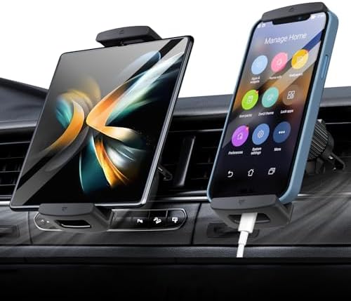 Universal 360-Degree Rotatable Car Phone Holder – Air Vent Mount for i Phone, Android & Tablets (4.7-12.9”) – Enhanced Stability & Hands-Free Convenience for Safe Driving & Navigation – Sleek Design for Optimal Compatibility