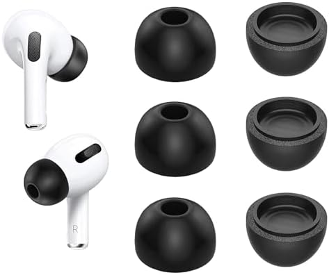 Ultimate Comfort Memory Foam Ear Tips for Apple Air Pods Pro 1 & 2 | Enhanced Noise Isolation & Secure Fit | 3 Large Pairs for Immersive Audio Experience | Perfect Replacement Earbud Accessories