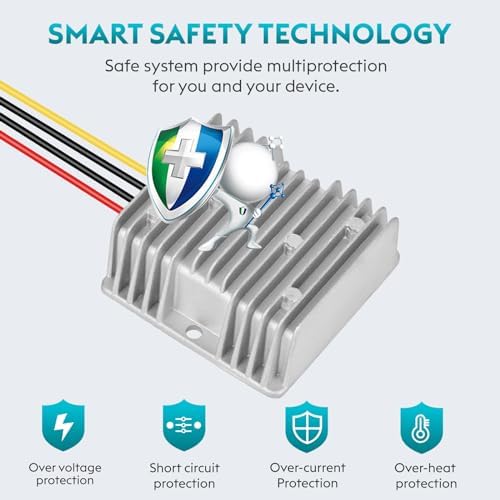 High-Performance Waterproof 30 A DC Buck Converter – Reliable 24 V to 12 V Voltage Regulator with Integrated Fuse for Safe Power Management in Automotive and LED Applications