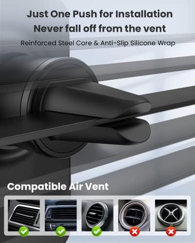 Magnetic Wireless Car Charger for i Phone 14/13/12 Series – Joy Geek Air Vent Mount with 18 W Fast Charging and Mag-Safe Compatibility in Ink Black – Effortless Attachment, Enhanced Safety, and Sleek Design for Ultimate Convenience on the Road