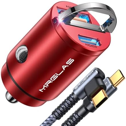 MRGLAS 90 W USB C Car Charger – Ultimate Fast Charging Solution with PD45 W & QC45 W, Sleek All-Metal Design, Includes 3.3 ft Type C Cable – Optimized for i Phone 16/15 Pro, Samsung Galaxy S25/S24/S23 Ultra, Google Pixel 8/8 Pro/7 – Maximum Compatibility & Durability for On-the-Go Power