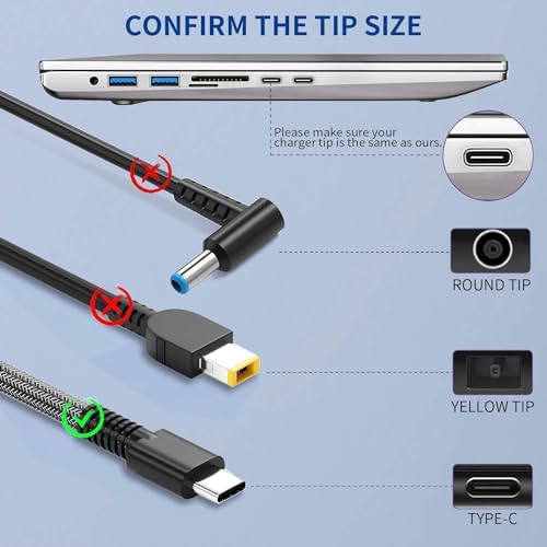 Ultra-Slim 65 W HP USB-C Laptop Charger – Fast Travel Adapter for Envy X360, Spectre X360, Elitebook & More – Universal Compatibility with 11 ft Power Cord – Enhanced Safety with Overcharge Protection – Ideal Replacement for HP, Lenovo, Dell, and Chromebook Devices – Perfect for Professionals on the Go – CE/FCC/ROHS/UL Certified