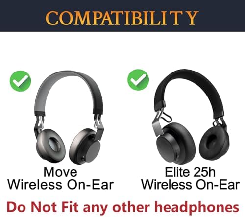 SOULWIT Premium Cooling Gel Earpads for Jabra Move/Elite 25 h Wireless Headphones – Advanced Noise Isolation Foam with Breathable Ice Silk Fabric for Ultimate Comfort and Superior Sound Quality – Elegant Black Gold Aesthetic Upgrade