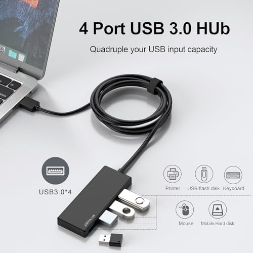 Unlock Seamless Device Connectivity with Our Compact 2 ft USB 3.0 Hub & Multiport Splitter – High-Speed Adapter for Laptops, PCs, i Macs & More – Effortlessly Connect Multiple Devices for Enhanced Productivity on the Go!