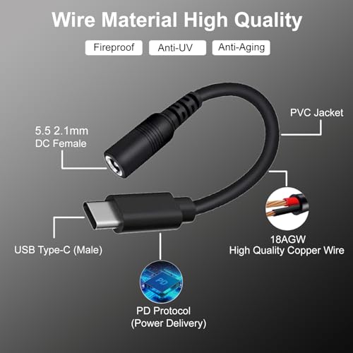 Starlink Mini USB C to DC Power Cable – 20V PD, 10M, Compatible 65W+ PD 20V Protocol Power Supply – Enhanced Compatibility and Speed