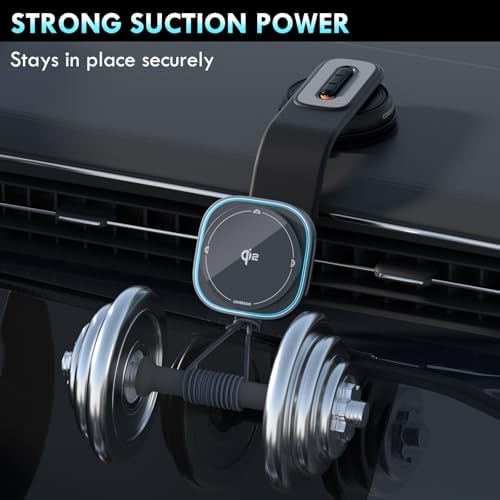 Coverado Premium QI2 15 W Wireless Car Charger with Adjustable Aluminum Alloy Arm and Magnetic Phone Holder – Ultimate Dashboard & Windshield Mount for i Phone 16/15/14/13 – Fast, Secure, and Versatile Charging Solution for Modern Drivers