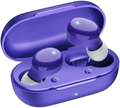 Ultra-Lightweight Bluetooth 5.3 Wireless Earbuds – Deep Bass In-Ear Headphones for Clear Calls and Immersive Sound, 60-Hour Battery Life, Perfect for Gaming, Workouts, and Study – Stylish Purple Design for Active Lifestyles