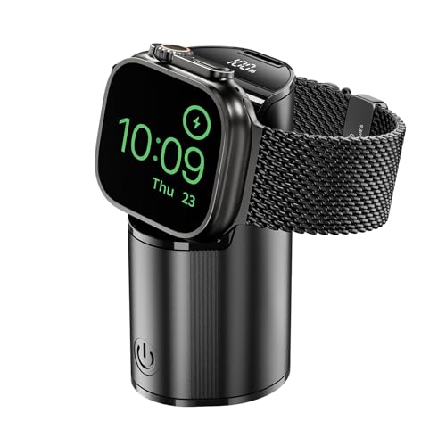 Ultra-Portable Aluminum Alloy Magnetic Charger for Apple Watch – 2000 m Ah Keychain Design for Effortless Travel Compatibility with Series 10/9/8/7/6/5/4/3/2/SE/UItra 2/Ultra – Fast-Charging Solution for On-the-Go Smartwatch Enthusiasts