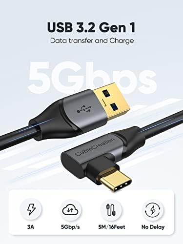 High-Speed 16 FT USB to USB C 3.1 Link Cable for Meta Quest Pro/Quest3/Quest2/Pico4 – Ultimate VR Headset Accessory for Uninterrupted Gaming and Seamless Data Transfer Up to 5 Gbps, Perfect for Tech Enthusiasts and Gamers Seeking Enhanced Mobility and Performance
