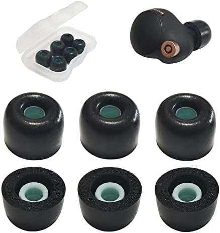 Upgrade Your Listening Experience with Memory Foam Ear Tips for Sony WF-1000 XM4, XM5 & Link Buds S – Superior Comfort & Sound Isolation – 3 Pairs Medium Black – Essential Replacement Accessories for Enhanced Audio Performance and Secure Fit