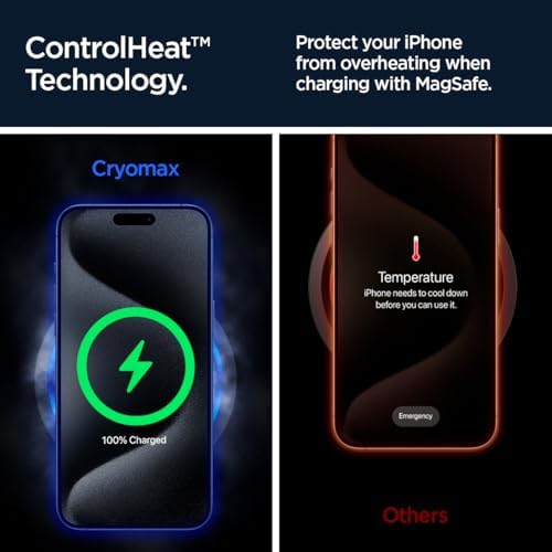 Experience next-level charging with the Spigen One Tap Pro 3 Cryomax (Mag Fit) Qi2 Wireless Charger, featuring a powerful 15 W output and advanced cooling technology. This sleek black Mag Safe compatible charging stand is tailored for i Phone models 12 through 16, ensuring effortless alignment and secure attachment. Engineered for efficiency, it boasts an integrated cooling fan to prevent overheating during rapid charge cycles, extending your device’s lifespan. The innovative sleep-friendly light provides a gentle glow for unobtrusive night charging, making it ideal for bedrooms or offices. Elevate your tech setup with this high-quality, durable accessory, designed for both style and functionality. Enjoy peace of mind with enhanced compatibility and rapid power delivery, all while maintaining optimal device temperature. Transform your charging routine with the Spigen One Tap Pro 3 Cryomax, where performance meets convenience.