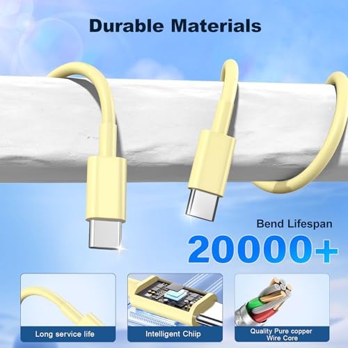 Revolutionize Your Charging Experience: 10 FT USB C to USB C Cable 3-Pack for i Phone 15 & 16, Samsung S24/S23, i Pad Pro – Fast 60 W Power Delivery in Vibrant Purple, Yellow, and Blue – Ultra-Durable, Tangle-Free Design for Maximum Convenience and Efficiency