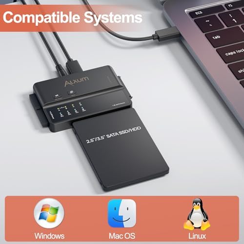 Maximize Your Data Management with the Alxum 3-in-1 USB C to SATA & IDE Adapter – High-Speed 5 Gbps Data Transfer, Effortless Hard Drive Cloning & Dual Drive Support for SATA III & IDE 133 HDD/SSD – Includes 12 V 2 A Power Adapter for Enhanced Performance and Compatibility