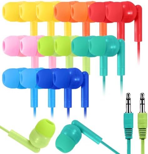 Bulk 30 Pack Kids Earbuds – Vibrant Wired Headphones for Engaging Classroom Activities, Perfect for Schools and Libraries, Seamless Compatibility with Chromebooks, Laptops, and PCs, Exceptional Sound Quality for Enhanced Learning Engagement