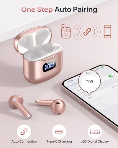 Premium Bluetooth 5.3 Wireless Earbuds with 40-Hour Playtime | IPX7 Waterproof In-Ear Headphones for Sports and Everyday Use | Ergonomic Comfort Fit with Superior Sound and Clear Calls | Sleek White Design with LED Charging Case | Universal Compatibility for All Devices
