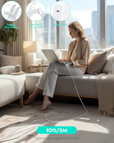 Supercharge Your Productivity with the 10 FT High-Power Mac Book Pro Fast Charger – 140 W/118 W/96 W USB-C Adapter for 2019-2024 Models, M1/M2/M3 Compatible – Ultimate Durability and Speed for Home, Office, and On-the-Go Use