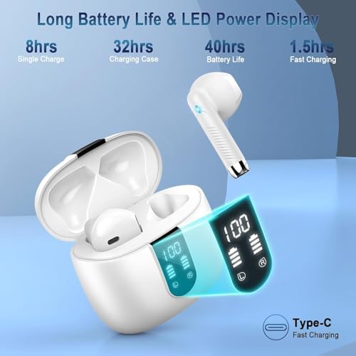 Ultimate Freedom: 2024 Bluetooth V5.4 Noise Cancelling Wireless Earbuds with IP7 Waterproofing, 40-Hour Battery Life, Dual LED Display, and Enhanced Call Clarity for Android/i OS – Chic Green Design for Active Lifestyle