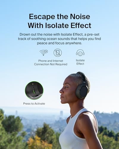 Belkin Sound Form Isolate Bluetooth Over-Ear Headphones – Premium Hybrid Active Noise Cancelling Technology for Immersive Audio, Luxurious Cloud Cushion Design for All-Day Comfort, Unmatched 60-Hour Battery Life with Quick Charge, Advanced Bluetooth 5.4 Connectivity for Crystal-Clear Sound – Ideal for Travel, Home, and Office Use in Elegant Sand Finish