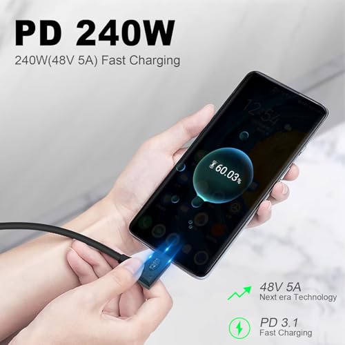 High-Performance Poyiccot 1 ft Short USB C to USB C Cable – 240 W Rapid Charging & 40 Gbps Thunderbolt 4 Data Transfer – Right Angle Design for Enhanced Space Efficiency & 8 K@60 Hz Video Compatibility – Ideal for i Phone, Mac Book, and Surface Pro Users