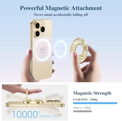 Discover the GVIEWIN Magnetic Phone Ring Holder: A Cutting-Edge 360° Rotatable Kickstand for Mag Safe Devices – Perfectly Tailored for i Phone 16 Pro Max/Plus, 15, 14, and 13 (Elegant White Finish) – Unmatched Stability and Hands-Free Viewing Experience Upgrade your smartphone usage with this premium accessory that not only enhances grip but also transforms your device into a versatile stand for effortless video calls and streaming. Featuring a robust magnetic attachment for secure hold, this stylish phone ring holder is engineered for seamless integration with Mag Safe technology. Experience the freedom of adjustable angles, allowing for convenient portrait or landscape modes, perfect for navigation or entertainment on-the-go. Its sleek white design not only ensures durability but adds a sophisticated touch to your device. Elevate your everyday smartphone experience with the GVIEWIN Magnetic Phone Ring Holder – where functionality meets elegance.