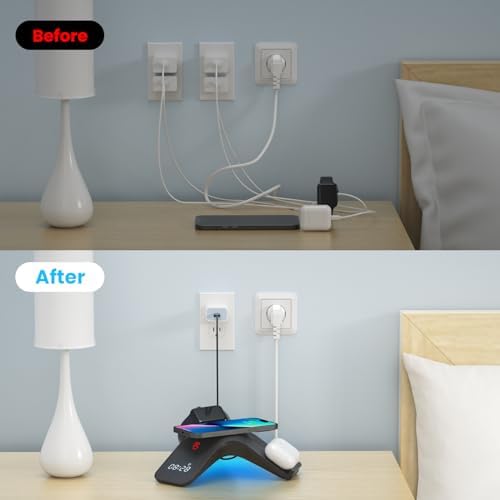 YLF 5-in-1 Fast Wireless Charging Station with Bluetooth Clock – Multi-Device Charger for Samsung Galaxy S23 Ultra/S23/S22/S21 – Sleek LED Display & Enhanced Speed for a Clutter-Free Workspace