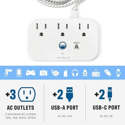 Ultimate Cruise Power Strip with 3.3 ft Extension Cord & Fast Charging USB Ports – Non-Surge Design for Seamless Connectivity on Carnival, Princess & Major Cruise Lines (2025/2026) – Essential Travel Accessory for All Devices