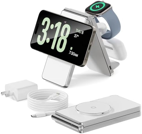 Revolutionary 2025 3-in-1 Magnetic Wireless Mag-Safe Charging Station for i Phone 16-12 Pro Max Plus, Seamless Power for Apple Watch & Air Pods, Ultra-Fast Charging, Stylish Design, Perfect Gift for Tech Enthusiasts, Enhanced Compatibility & Safety Features