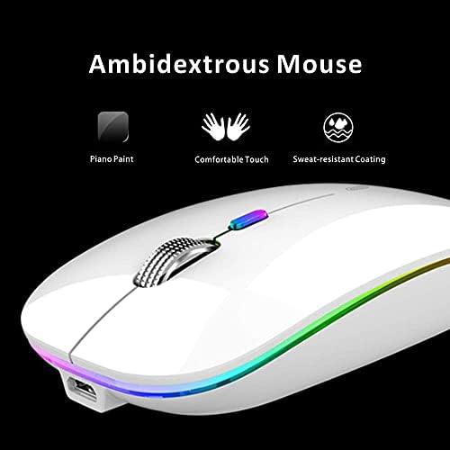 Uiosmuph G12 Slim Rechargeable LED Wireless Silent Mouse – Ultra-Portable USB Optical Computer Accessory with Type C Adapter for Seamless Compatibility and Noise-Free Operation in Blackish Green