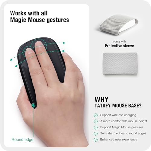 TATOFY Wireless Charger for Magic Mouse 2 – Ergonomic Design with Lightning Compatibility, Fast Charging Base, and Sleek White Finish for Ultimate Comfort and Efficiency in Your Workspace