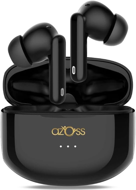 Azoss Bluetooth 5.3 Clip-On Wireless Earbuds – Advanced Active Noise Cancelling for Superior Sound Clarity, 48-Hour Battery Life, IPX7 Waterproof, Hands-Free Microphone for Seamless Communication – Ideal for Fitness, Commuting, and Leisure Activities