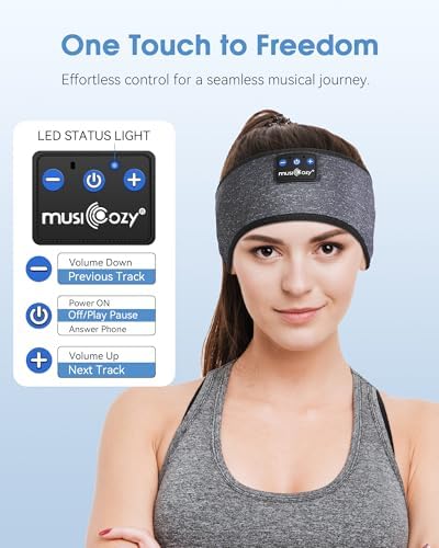 MUSICOZY Bluetooth 5.4 Sleep Headband Headphones – Ultimate Wireless Comfort for Sleep, Workouts, and Travel – The Perfect Gift for Active Lifestyles with Rapid Pairing and Sweatproof Design