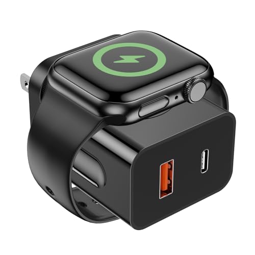 20 W PD 3-in-1 Fast Charger for Apple Watch, i Phone & Air Pods – Magnetic Wireless Charging Station with Dual USB Ports – Compact USB-C Wall Charger for Ultimate Portability and Enhanced Device Compatibility