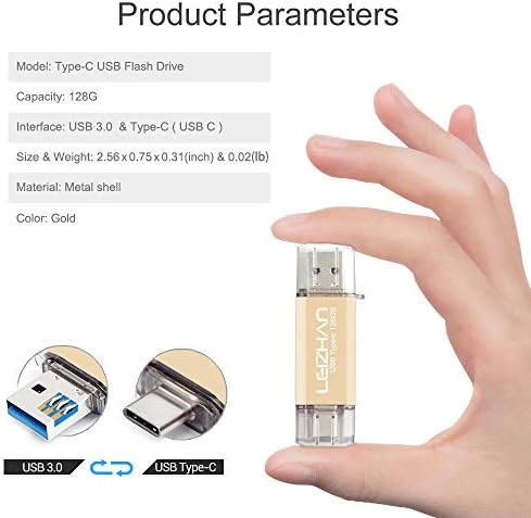 Leizhan 64 GB Dual Interface USB Flash Drive – Versatile Type-C & USB Memory Stick with Adapters for Effortless Data Transfer – Stylish Gold Finish for Enhanced Portability and Compatibility