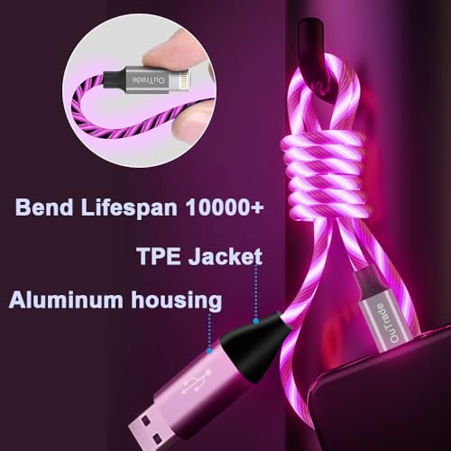 Vibrant LED i Phone Charger Cable | MFi Certified Lightning Cable for Fast, Reliable Charging | 6 ft Multicolored Glow Cable Compatible with i Phone 12, 11 Pro Max, XR, X, SE, 8 Plus, i Pad, i Pod | Stylish Power Solution for On-the-Go Charging