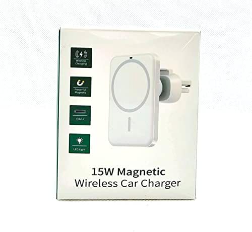 15 W Magnetic Wireless Car Charger with 360° Adjustable Air Vent Mount – Fast Charging for i Phone & Smartphones, Includes Magnetic Ring Plate Sticker for Enhanced Compatibility, Sleek Black Design for Modern Vehicles