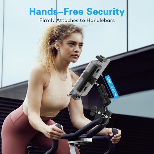 Transform Your Workout with the Keuvirya Universal Tablet Mount – Durable Aluminum Holder for Treadmills, Stationary Bikes, and Ellipticals, Compatible with 4.7″-12.9″ Devices – Effortless Hands-Free Viewing and Enhanced Engagement