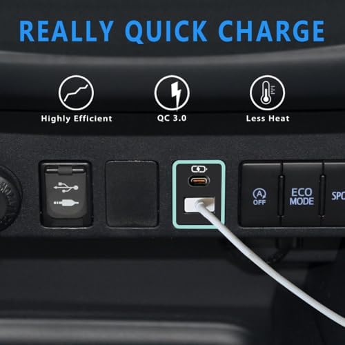 Compact Car Charger for Toyota with PD QC3.0 Fast Charge and LED Light Show – Stylish Ice Blue Type C USB Socket for Rapid Device Charging and Enhanced Compatibility