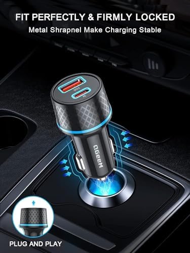 QGee M 91 W USB C Car Charger Adapter – 2 Pack Fast Charging Cigarette Lighter Charger with PD3.0 for i Phone 15/14/13 Pro MAX, i Pad Pro & Galaxy S24/S23/S22 – Ultimate Travel Solution with Enhanced Safety Features and Dual Ports