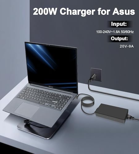 240 W ASUS ROG Laptop Charger with 6.0 x 3.7 mm Connector | High-Performance Rapid Charging Adapter for Zephyrus, Strix, and TUF Series | Built for Gamers & Professionals with Advanced Safety Features and Long-Lasting Durability