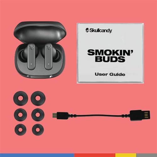 Skullcandy Smokin’ Buds Wireless Earbuds – Premium Bluetooth Headphones with Enhanced Noise Isolation, 20-Hour Playtime, IPX4 Sweat-Resistant Design – Ideal for Fitness Enthusiasts and Seamless Hands-Free Communication on i Phone & Android Devices