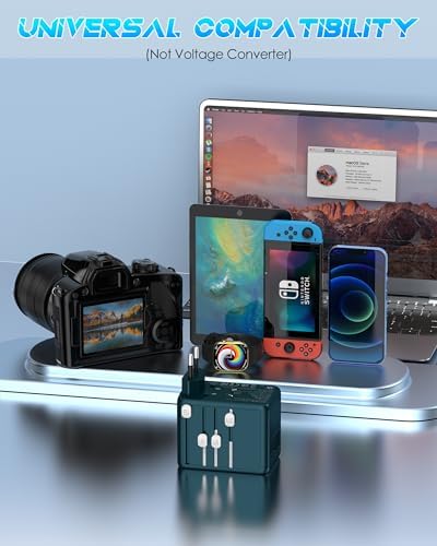 Global Travel Companion: High-Performance Universal Adapter with 6 A Output, Featuring 3 USB-C & 2 USB-A Ports for Swift Charging Across 200+ Countries – Perfect Solution for EU, US, UK, AU and Beyond