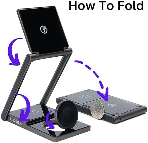 Ultimate 3 in 1 Wireless Charging Station for Apple Devices – Fast 15 W Charger for i Phone 16, 15, 14, Air Pods & Apple Watch – Adjustable Angle Travel Dock Weighing Only 8.8 oz – Perfect Gift for Tech Lovers Seeking Style and Efficiency