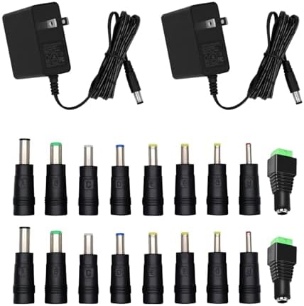 Versatile 5 V 1 A Dual Pack Wall Charger with 9 Interchangeable Jacks – TRYTHINK Multi-Device AC/DC Power Adapter for Fast Charging Anywhere (100-240 V) – Ideal for Home, Office & Travel Power Solutions