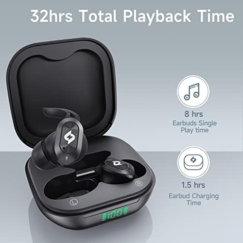 Revolutionary Bluetooth 5.0 Waterproof Earbuds with LED Battery Display – 32 Hours of Playtime for Active Lifestyles, Integrated Microphone for Hands-Free Calls, Ergonomic In-Ear Design for Ultimate Comfort – Perfect Audio Solution for i Phone, Samsung, and Android Users – Elevate Your Sound Experience with Superior Durability and Rich Sound Quality