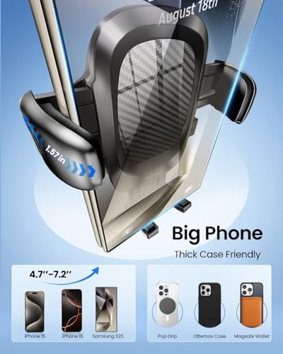 REEVAA Military-Grade Car Phone Holder – Ultra-Stable, Versatile Dashboard & Windshield Mount for i Phone 16, 15, 14 Pro Max, Samsung Galaxy S24, S25 – Secure, Easy Installation & Enhanced Compatibility for Safe Driving