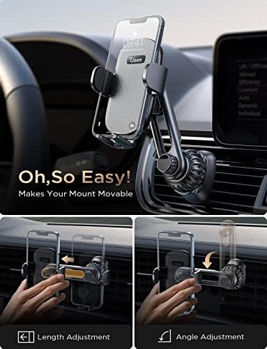 Upgrade Your Drive with the LISEN Universal Cell Phone Car Mount for i Phone & Samsung – Hands-Free Convenience with 2-Hook Vent Design, Enhanced Compatibility for i Phone 16/15 Pro Max Plus, Effortless Installation, and 360-Degree Rotation in Elegant Brown Finish