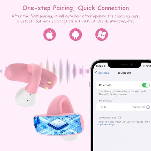 BANIGIPA Kids Bluetooth 5.4 Open Ear True Wireless Earbuds – Ultra-Lightweight Headphones with Safe 85 d B Volume Control for Young Listeners – Perfectly Designed for School, Travel & Clear Communication with Built-in Mic