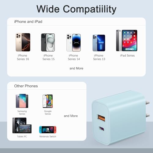 Compact 20 W USB C Wall Charger Set – Fast Charging 4-Pack in Stylish Purple for i Phone 16, Samsung, and Android Devices – Ultimate Portability and Efficiency for On-the-Go Power Needs