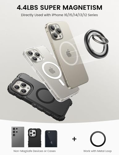 Lamicall Mag Safe Magnetic Phone Ring Grip 2025 Model – Ultra Strong 4.4 lbs Magnet with 360-Degree Rotation | Effortless Pull-Out Design for i Phone 16/15/14 Pro Max | Durable Finger Holder Stand for Enhanced Usability and Style | Perfect Accessory for Multitaskers and On-the-Go Users